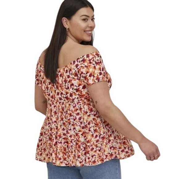 Torrid Mixed Knit Babydoll Off Shoulder Top - Picture 2 of 8